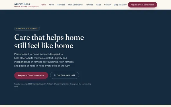 Maravillosa Senior and Home Care website preview