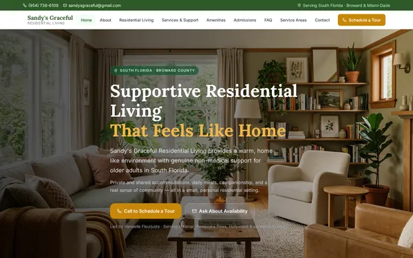 Sandy's Graceful Residential Living website preview