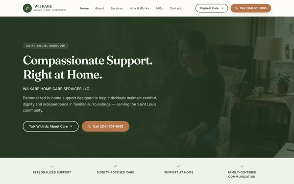 WII KARE Home Care website preview